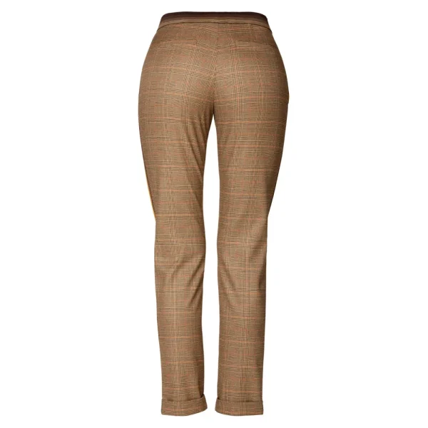 Vrouwen Geisha Fashion Geisha Pantalon Check En Lurex Bies 91532-10 Camel