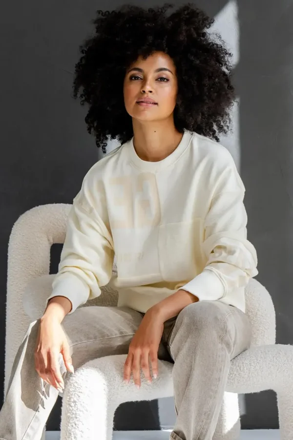 Vrouwen Geisha Fashion Geisha Patchwork Crewneck Sweater 23509-10 Off-White