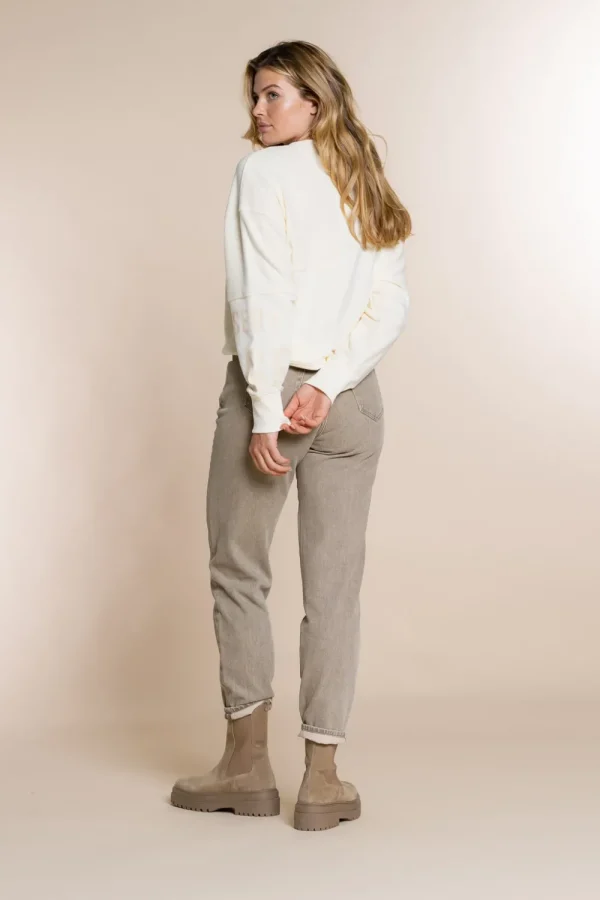 Vrouwen Geisha Fashion Geisha Patchwork Crewneck Sweater 23509-10 Off-White