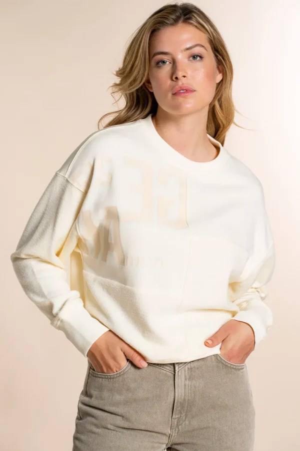 Vrouwen Geisha Fashion Geisha Patchwork Crewneck Sweater 23509-10 Off-White