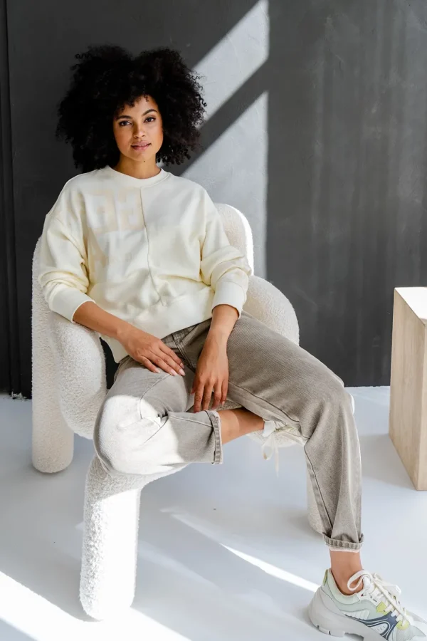 Vrouwen Geisha Fashion Geisha Patchwork Crewneck Sweater 23509-10 Off-White
