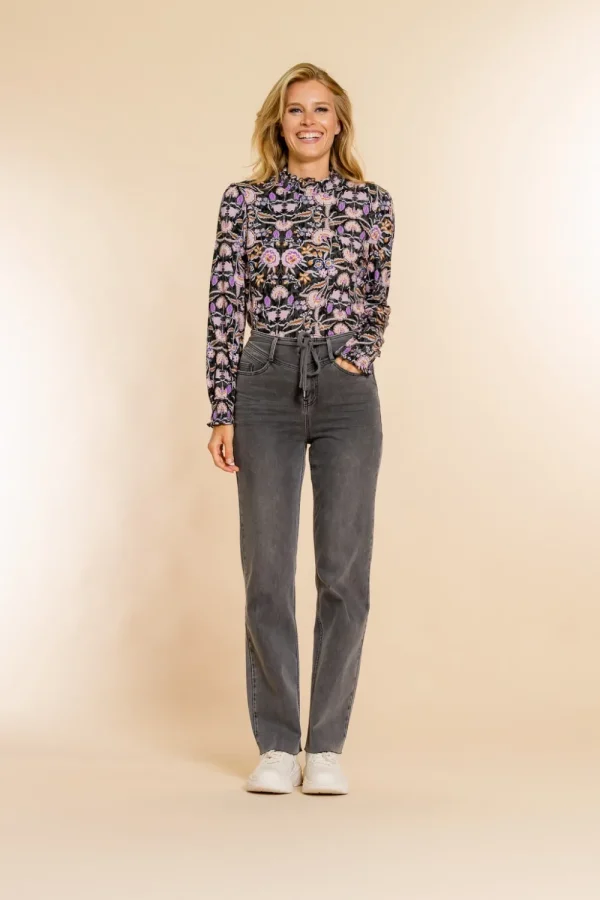 Vrouwen Geisha Fashion Geisha 5-Pocket Wide Jeans String 21714-10 Grey Denim