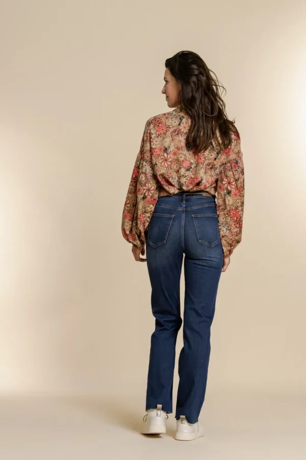 Vrouwen Geisha Fashion Geisha 5-Pocket Wide Jeans String 21714-10 Dark Blue Denim