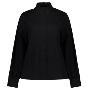 Vrouwen Geisha Fashion Geisha Poplin Blouse Ruffles 23595-26 Zwart