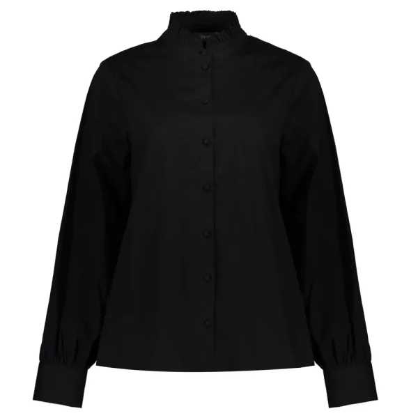 Vrouwen Geisha Fashion Geisha Poplin Blouse Ruffles 23595-26 Zwart