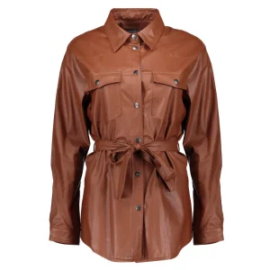 Vrouwen Geisha Fashion Geisha Pu Doorknoop Blouse 03525-19 Tabacco