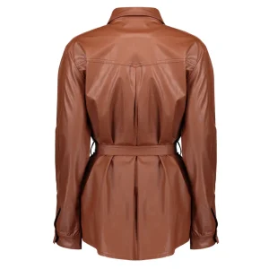 Vrouwen Geisha Fashion Geisha Pu Doorknoop Blouse 03525-19 Tabacco