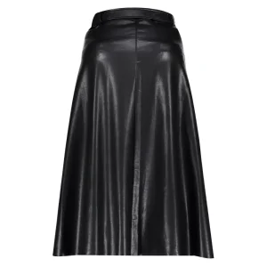 Vrouwen Geisha Fashion Geisha Pu Midi Rok 06516-10 Zwart