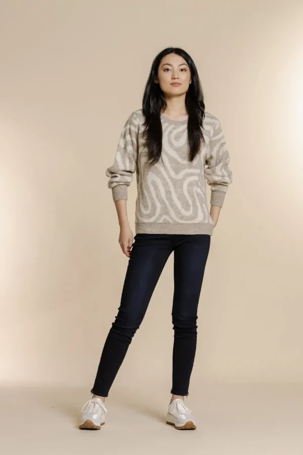 Vrouwen Geisha Fashion Geisha Pullover Swirl Stripes 24899-70 Sand