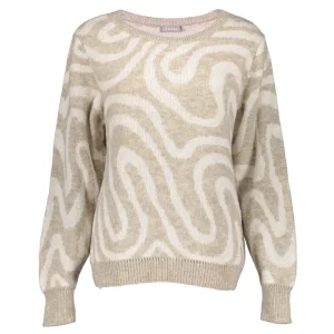 Vrouwen Geisha Fashion Geisha Pullover Swirl Stripes 24899-70 Sand