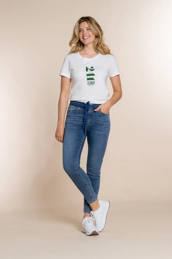 Vrouwen Geisha Fashion Geisha Skinny Jeans Elastic Waist 21519-10 Blue Denim