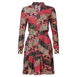Vrouwen Geisha Fashion Geisha Strokenjurk Animal/Flowerprint 97769-20 Zwart