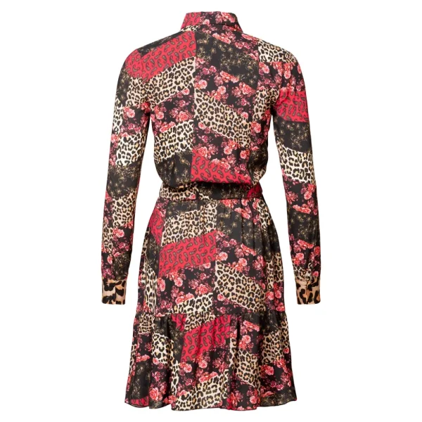 Vrouwen Geisha Fashion Geisha Strokenjurk Animal/Flowerprint 97769-20 Zwart