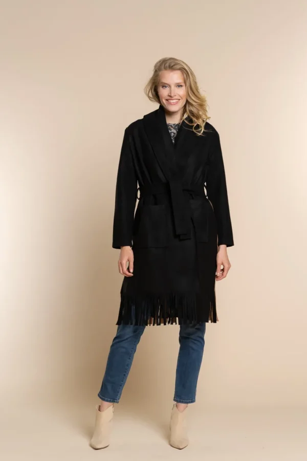 Vrouwen Geisha Fashion Geisha Stylish Coat Fringes 18565-70 Zwart