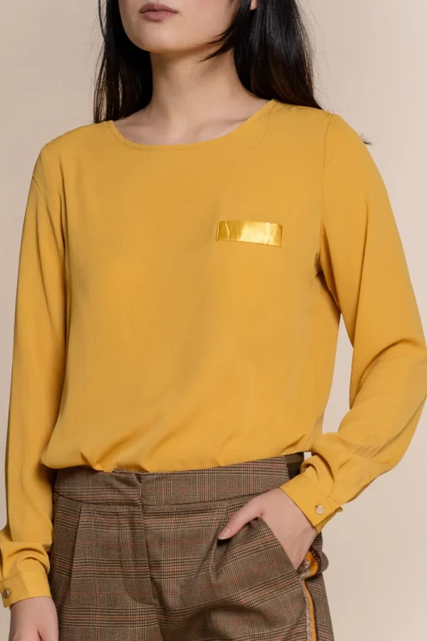 Vrouwen Geisha Fashion Geisha Top Decoratieve Chestpocket 93514-10 Corn