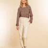 Vrouwen Geisha Fashion Geisha Top Grafische Print 23708-20 Sand