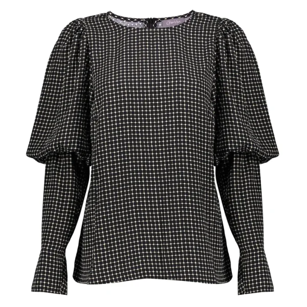 Vrouwen Geisha Fashion Geisha Top Grafische Stippenprint 23830-26 Black/White