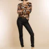 Vrouwen Geisha Fashion Geisha Top Grote Animal Print 23636-20 Zwart