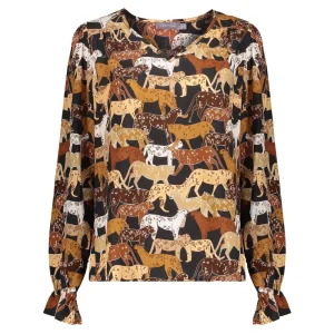 Vrouwen Geisha Fashion Geisha Top Grote Animal Print 23636-20 Zwart