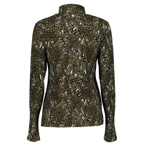 Vrouwen Geisha Fashion Geisha Tricot Top Leopard Print 22526-60 Olive