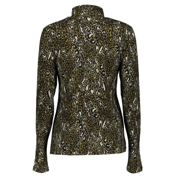 Vrouwen Geisha Fashion Geisha Tricot Top Leopard Print 22526-60 Olive