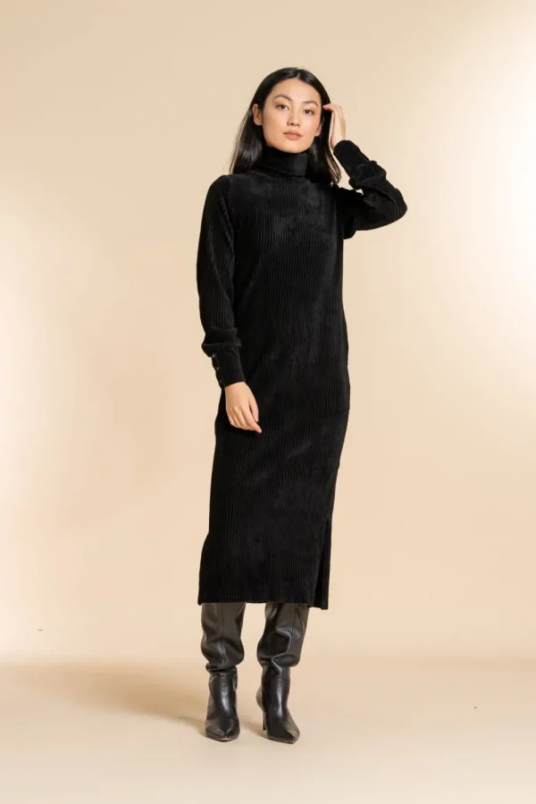 Vrouwen Geisha Fashion Geisha Velvet Jurk Coll 27561-20 Zwart